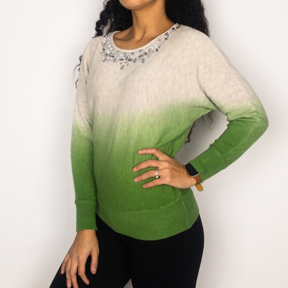 Tie-dye Ombre Embellished Long Sleeve Sweater C - Picture 1 of 7